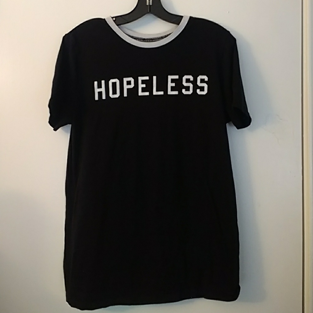 Black and white "hopeless romantic" graphic tee